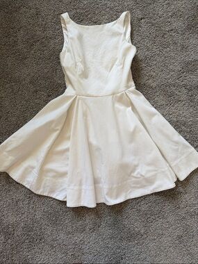 Polo by Ralph Lauren White Textured Fit-and-Flare Mini Dress Size 2-4 Petite
